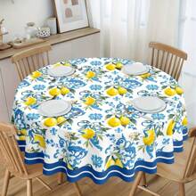 1 pièce Nappe vintage à motif floral de citron - Polyester, Tissé, Rectangulaire, Résistant aux taches, Facile à essuyer, Maison, Cuisine, Salle à manger, Fête, Vacances, Cadeau de Thanksgiving, Décoration - Multicolore - Voir 15