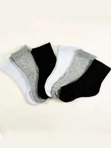 6 Pairs/12 Pairs Kids' Sports Ankle Socks, Students Mid-Calf Socks