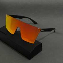 1 Stück rahmenlose, personalisierte Straßenmode Brille, monobloc europäischer und amerikanischer Stil, farbige Gläser, geeignet für den täglichen Lässig-Trag, Partys, Hip-Hop-Styling, Urlaubsgeschenke