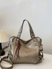 New Large Capacity Simple Casual Tote Bag, New Arrival Tote Bags For Woman - Champagne - View 3