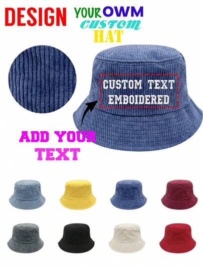 1pc, Unsex, Custom Bucket Hat Embroidered, Custom Personalization Sun Hat Camping Hat Summer Hat, Bucket Hats, Summer Gift, Custom Embroidered Hat