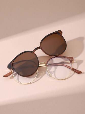 1 套非处方磁性夹式眼镜，适合圆脸男士驾驶的眼镜