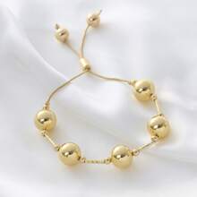 1 szt. Miedziano-złota regulowana bransoletka z koralików z zawieszką w kształcie serca, prosty styl hip-hopowy, zdobiona sztucznymi perłami, odpowiednia do codziennego noszenia przez kobiety, biżuteria na każdą porę roku