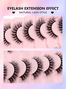 Asiteo 7 Pairs Fluffy Cat Eye False Eyelashes, Faux Mink Lashes, Elongated Winged Eyelashes, Natural & Lengthening Eyelash Extensions - 眼尾拉長款 - 查看 3