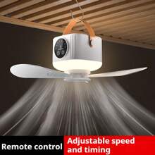 Camping Fan 7200mAh Battery Operated, Portable Tent Rechargeable With Remote Control, Detachable Fan-Blades, Hanging Hook, Timer, 4 Speeds For Outdoor Dorm-White - 白色 - 查看 8
