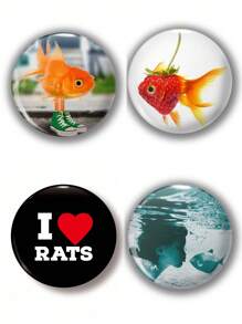 Funny Pattern Button Badges, Student Backpack Pins, Canvas Bag Decorative Badges, Interesting Gifts, Perfect For Friends, Teachers, Parents, And Cousins - Multicolor - View 1