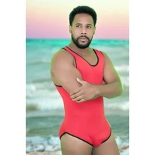 Men's Tank Top Bodysuit UV Fabric Eliminates Fat - Red - View 1