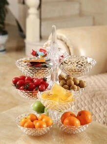 1pc Transparent Multifunctional Household Fruit Plate Snack Storage Tray, Collapsible Fruit Plate, Multi-Layer Fruit Plate For Living Room Dried Fruit, Melon Seed, Candy Dish