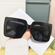 Modebrille für Frauen, Designerrahmen in quadratischer Oversized-Bicolor-Optik, dekorative Sehhilfe, geeignet für Musikfestivals, Sommerurlaub am Strand, Outdoor, Reisen