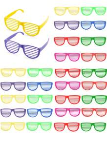 12pcs Neon Shutter Shades Fashion Glasses, Novelty Neon Glasses, Party Slotted Fashion Glasses, Disco Shutter Glasses, Party Glasses, Rimless Glasses, Assorted Colors, For Party Fancy Dress Costume Prop, Festival Outfits Accessories, Birthday Supplies, Party Favors, Valentine's Days