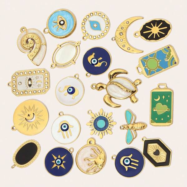 1pc Stainless Steel DIY Jewelry Accessory, Pendant Charms Such As Palm, Elephant, Turtle - Suitable For Necklace, Bracelet, Earrings