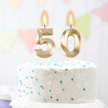 1 PIEZA Vela decorativa para pastel de cumpleaños, vela digital de oro chapado en champán exquisita para cumpleaños