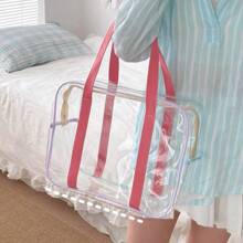1 peça/2 peças exclusivas de bolsa de maquiagem em PVC transparente, bolsa de gelatina transparente de grande capacidade, bolsa de praia em PVC à prova d'água popular, bolsa de armazenamento transparente para natação, bolsa organizadora para áreas externas