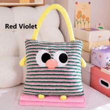 Manta de peluche con asa de transporte en diseño de dibujos animados que aumenta el atractivo visual