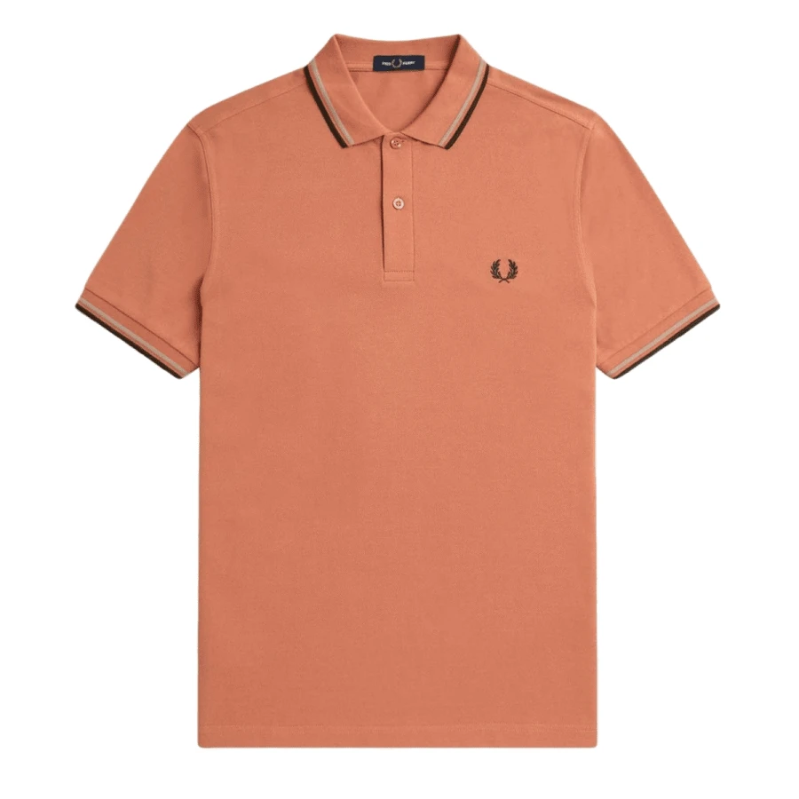 FRED PERRY POLO MC TWIN TIPPED - light rust / warm grey / night green - View 1