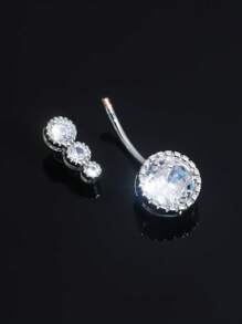 1pc Body Jewelry Navel Piercing, Fashionable Rhinestone Butterfly Navel Ring
