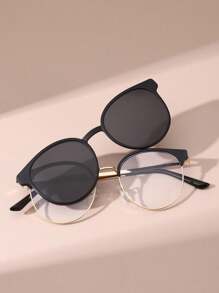 1 套非处方磁性夹式眼镜，适合圆脸男士驾驶的眼镜 - A - 查看 6