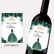 20 unidades Etiquetas adhesivas personalizadas para botellas de vino, etiquetas decorativas con corona de 15 cumpleaños, crea tus propias pegatinas personalizadas | Pegatina con cita favorita | Pegatina personalizada | Troquelado, regalos únicos e ideales para ella, novio, novia, papá, mamá, familia, amigos, mascotas, hija, estudiantes, hijo para aniversarios, cumpleaños, graduación escolar, hogar, oficina