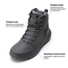 Men's Military Tactical Boot Lightweight Comfortable Boots For Work All Day Side Zipper Motorcycle Combat Hiking Boots 8 Inches Metrostrike - Grey - View 3