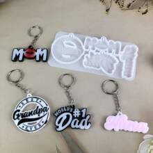 1pc Mom Dad Keychain Collection Silicone Mold DIY Father's Day Mother's Day Pendant Silicone Mold Keychain Hang Epoxy Resin Silicone Mold - X0593 - View 2