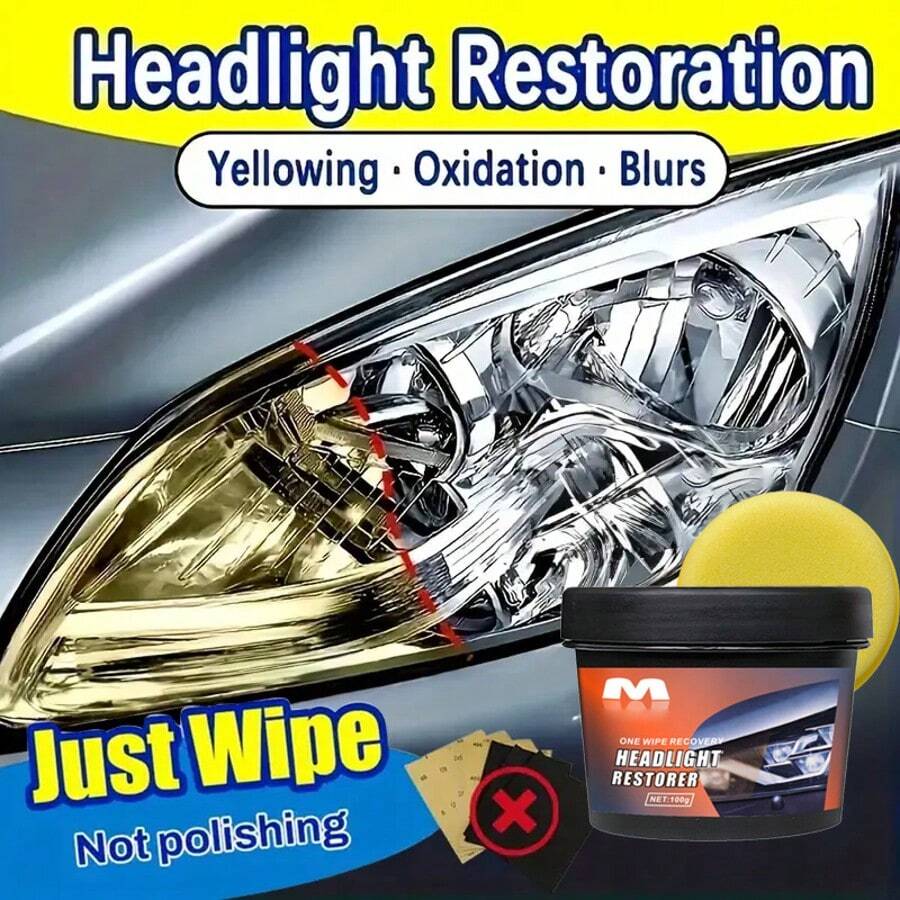 Nuokaiqi Car Headlight Repair And Refurbishment Plated Crystal Whey Wash Polishing Car Light Scratch Liquid Yellow Removal Agent - Headlight repair paste - 查看 1
