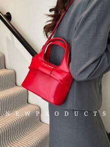 low tea 1 pieza Bolso de compra de unicolor de PU de baja altura, bolso de mano de moda casual con asas dobles, cierre con cremallera, adecuado para viajes, compras, citas, regalo de damas, apto para adolescentes, estudiantes universitarios, jóvenes profesionales, excelente para oficina, escuela, trabajo, negocios, ir y venir, exterior, viajes, senderismo