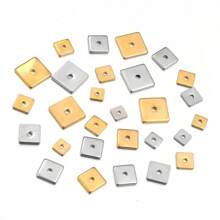 10pcs/50pcs/Pack Stainless Steel Square Beads, Fashion Jewelry Chain Link Spacer Beads For DIY Necklaces And Bracelets