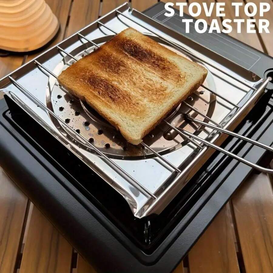 1 Piece Stainless Steel Stove Top Toaster With Foldable Handle Toaster Grill