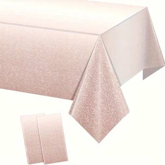 3pcs/Set Ombre Rose Gold Plastic Tablecloths, 54x108 Inches, Disposable Tablecloths Suitable For Weddings, Birthdays, Anniversaries, Indoor & Outdoor Parties Decoration, Machine-Made, All Seasons Use