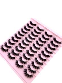 HBZGTLAD 20 Pairs Soft Mink Eyelashes 3D Curl Winged End Eye Elongated Fake Lashes Thick Handmade Natural False Eyelash Messy Cross Lash Wholesale - 自然纖長款 - 查看 2