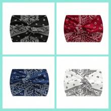 1 pièce/4 pièces Set Bandeau de yoga antidérapant pour femmes avec motif fleur de noix de cajou dans un style bohème, design croisé respirant, essentiel pour le fitness et les sports de vacances