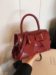 迷你手提包，夏季新款休闲个性时尚蝴蝶结托特包，单肩包，顶部手柄方形包，简约斜挎包，户外购物女包，化妆包