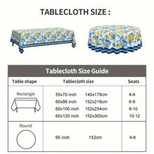 1 pièce Nappe vintage à motif floral de citron - Polyester, Tissé, Rectangulaire, Résistant aux taches, Facile à essuyer, Maison, Cuisine, Salle à manger, Fête, Vacances, Cadeau de Thanksgiving, Décoration - Multicolore - Voir 9