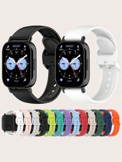 1 قطعة سوار ساعة ذكية قابل للإزالة من السيليكون ذو لون سادة متوافق مع ساعة Redmi Watch 5 لايت