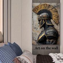 طباعة على قماش لدرع الحربي اليوناني القديم باللونين الأسود والذهبي بأحجام متعددة، لوحة فنية حديثة لديكور جداري للمعيشة، غرفة النوم، استديو، ممر، المكتب، ديكور المنزل