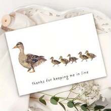 1pc Humorous Mother's Day Watercolor Duck Card With Envelope – "Thanks For Keeping Me In Line" – Adorable Duck Family Design, Perfect Thank You Gift For Mom From Son Or Daughter, Ideal For Mother's Day, Birthdays, Or Greetings - Multicolor - View 7