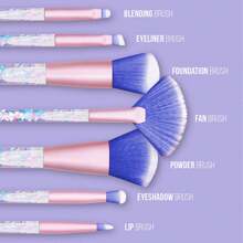 Envie Cosmic Make-Up Brush Set With Liquid Glitter Handle For Women, 7pcs - Clear with Purple Brush - View 2