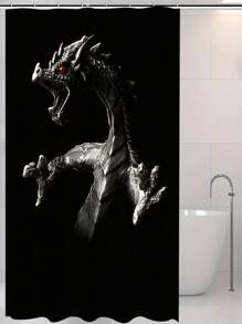 1pc Moonlight Dragon Print Waterproof Shower Curtain, Fabric Bathroom Decor Curtain With 12 Hooks, Decorative Bathtub Partition Curtain, Modern Household Bathroom Decor, Waterproof Polyester Fabric, Machine Washable, Grommet Top, Great As A Gift, Size: 35inX70in, 47inX70in, 59inX70in, 70inX70in Mother's Day Flowers, Personalized Gifts For Mom, Last Minute Gifts, Mother's Day Ideas, Mothering Sunday Gifts, Handmade Cards For Mum, Best Mother's Day Gifts Under $50