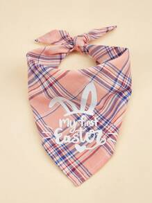 1pc Easter Bunny Plaid Pet Bandana, Suitable For Cats And Dogs, Applicable For Holidays