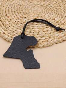 1pc Custom Name Text Solid Color PU Leather Simple Cute Map Pattern Car Keychain, Bag Charm - Multicolor - View 8