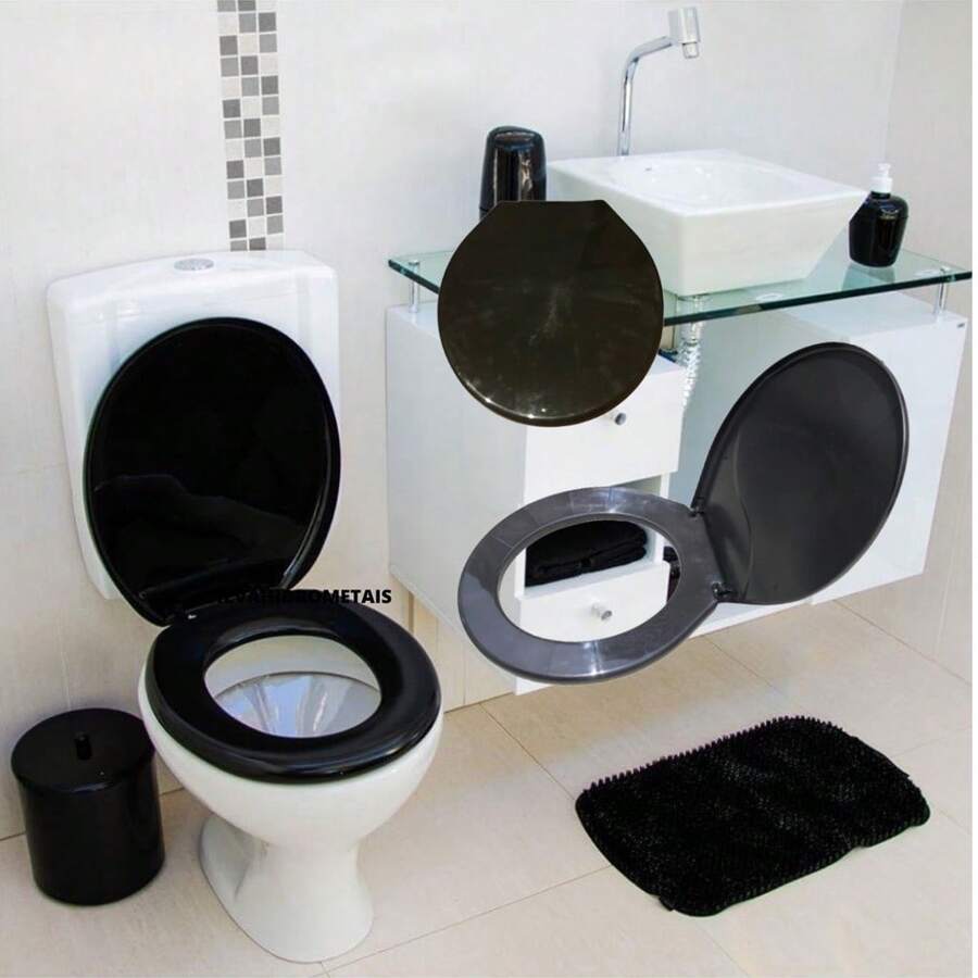 Universal Toilet Seat With Screws Toilet Lid Deca Docol Celite Icasa Incepa - Black - View 1