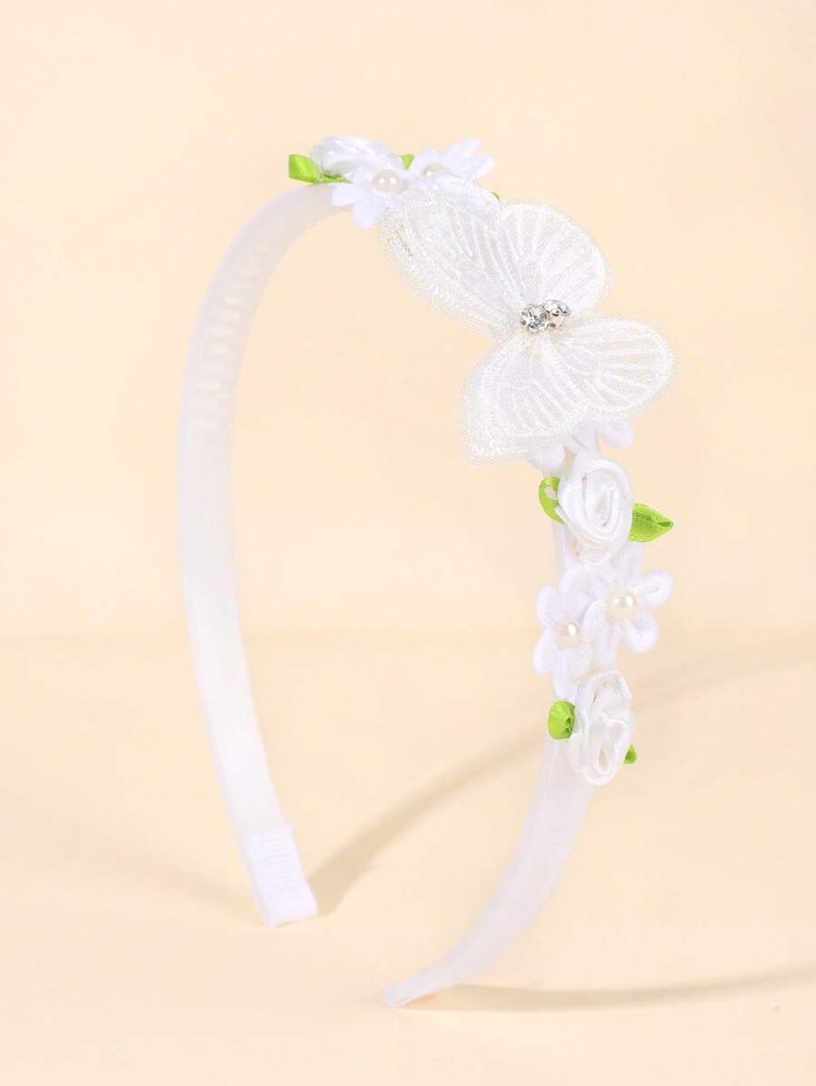 1 chiếc băng đô hoa trắng, băng đô hoa bướm trong suốt cho bé gái, băng đô kiểu công chúa thanh lịch, phụ kiện đội đầu cho bé gái dự tiệc cưới, sinh nhật, phụ kiện tóc cho tuổi teen. - trắng - Xem 1