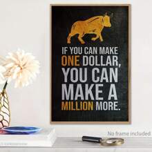 Motivational Quote Wall Painting, "If You Can Make A Dollar, You Can Make A Million Dollars" Canvas Poster,  Commercial Artwork, Oil Painting Style Print With Bold Colors And Dollar Signs, Dollar Wall Decor, Greenback Poster, Money Canvas Art Painting, Modern Wall Art Decor, Abstract Decorative Artwork, Painting, Room Aesthetic, Home Decor, Gift - 1 Piece Of Wood Framed Oil Painting (3) Thickness 2.5 Cm/ 1 Inch- Home Decoration For All Occasions - Ideal New Year, Valentine's Day, Thanksgiving, Easter, Christmas Gift , Room Decoration Aesthetic, Wall Decoration Art, Perfect Gift, Autumn And Winter Wall Decoration, Living Room Decoration, Bedroom Decoration, Kitchen Decoration, Entry Decoration, Bathroom Decoration, Direct Wall Painting, High Quality Wall Painting Poster