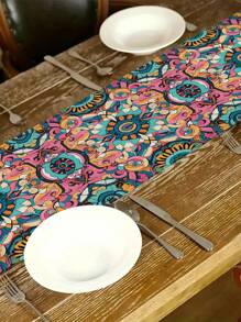 1pc Geometric Pattern Table Runner, Home Kitchen Dining Room Decor, Indoor/Outdoor Party Supplies, Suitable For Restaurant And Home