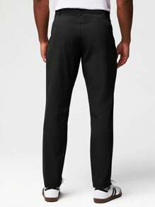 DK-MB 1pc Men's Stylish Elegant Gentleman High-End Trousers, Men's High-Grade Business Solid Color Versatile Commuter Slim-Fit Casual Pants, Golf Training Sweat-Wicking Pants, Ideal Gift For Husband Or Boyfriend - Black - View 3