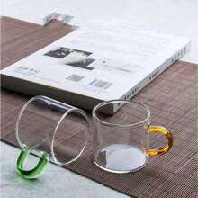 12/6/4/2件套高端优雅咖啡杯，优质茶杯，120ml家用小茶杯，透明玻璃带透明手柄，耐热耐寒，迷你杯，简约风格办公室茶杯，独特陶瓷杯 - 透明 - 查看 6