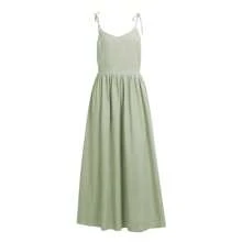 Women Long Dress Sweetheart Neck Lacing-Up Tighten Waist Sleeveless Backless Flowy Summer Cami Dresses - Green - View 2