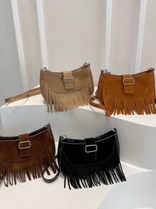 1 Pc New Style Girls' Solid Color Unique Design Magnetic Closure Crossbody Bag With Adjustable Strap, Fashionable And Niche For Daily Commute, Shopping, Outings, And Friend Gifts - A - View 2