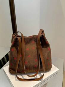 1 Pc Fashion Maiden Strawberry Print Shoulder Bag Sweet Big Children Handbag Coin Purse Versatile Lightweight Portable Buckle Closure For Daily Storage Bag For Travel Vacation Shopping Kids Outdoor Supermarket Birthday Festival Children's Gifts Give A Gift To Your Daughter Corduroy Cute Strawberry Pattern Casual Bag Perfect Key Storage Bag For Children Student Girl Bestfriend Travel Accessories - Strawberry Shoulder Bag - View 10