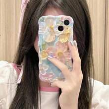 FlowerFloral Pattern Phone Case, Decorative Phone Protector Cover, Phone Accessories Compatible With IPhone 11 12 13 14 15 Pro Max - Purple - View 4